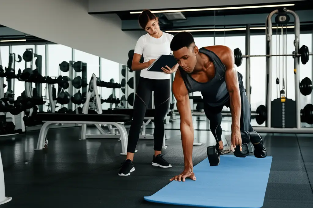 Image of fitness trainer and her client.